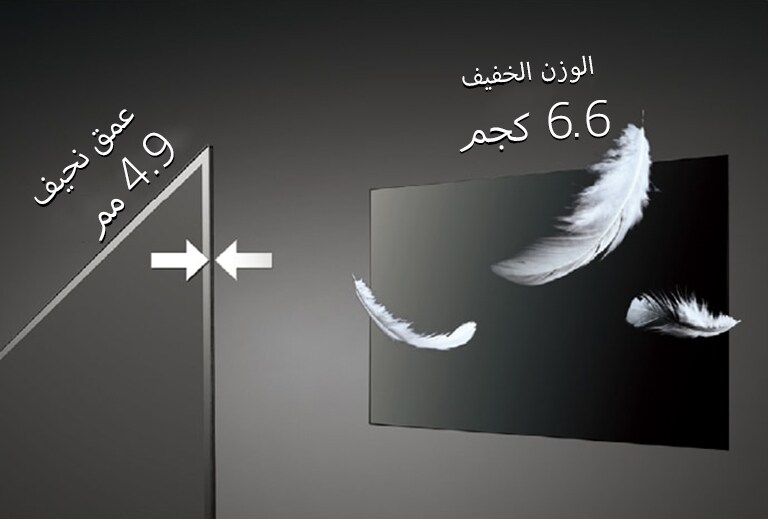 شاشة OLED من إل جي نحيفة وخفيفة للغاية بعمق 4.9 مم ووزن 6.6 كجم.