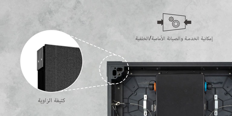 تظهر الصورة المكبرة لكتيفة الزاوية الموجودة على الجزء الخلفي من المنتج.