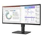 LG شاشة UltraWide™ WQHD (3440x1440) IPS Monitor مقاس 34 بوصة مع كاميرا ويب وميكروفون مدمجين, -15 degree side view, 34BQ77QC-B, thumbnail 4