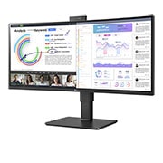 LG شاشة UltraWide™ WQHD (3440x1440) IPS Monitor مقاس 34 بوصة مع كاميرا ويب وميكروفون مدمجين, -15 degree side view with push-pull Full HD webcam, 34BQ77QC-B, thumbnail 3