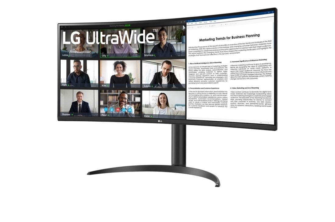 LG جديد شاشة UltraWide Curved مقاس 34 بدقة QHD مع ™USB Type-C, صورة جانبية - 15 درجة, 34BR55QC-B, thumbnail 2
