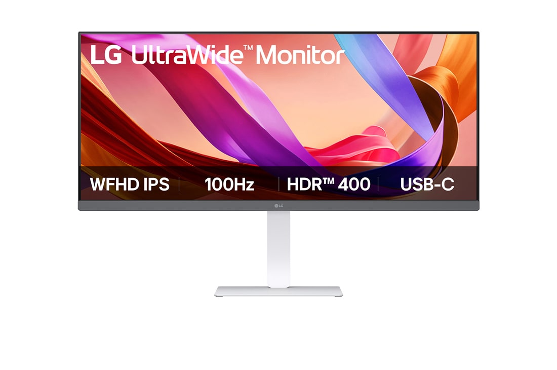 LG شاشة UltraWide WFHD مقاس 34 بوصة: 100Hz، HDR 400، وتصميم بلا حواف, صورة أمامية, 34U530A-W