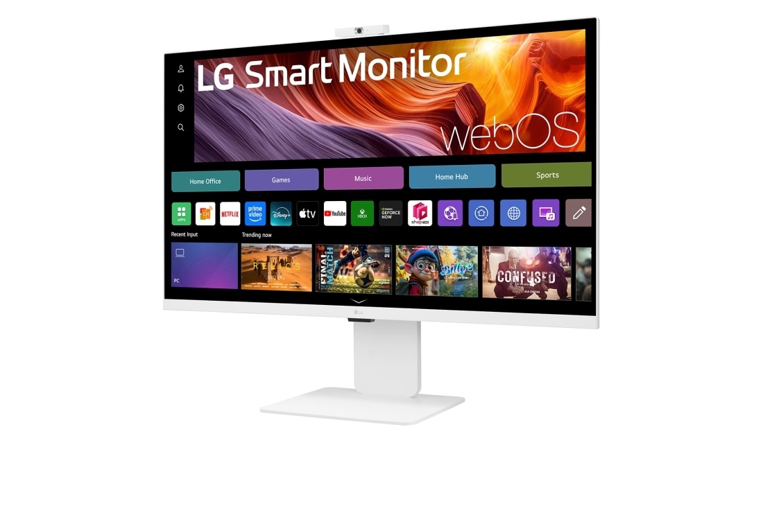 LG شاشة Smart Monitor IPS مقاس 31.5 بوصة بدقة 4K UHD ونظام webOS, صورة جانبية بزاوية - 15 درجة مع كاميرا الويب, 32U850SA-W, thumbnail 6