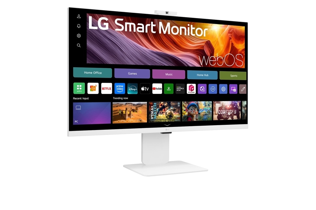 LG شاشة Smart Monitor IPS مقاس 31.5 بوصة بدقة 4K UHD ونظام webOS, صورة جانبية بزاوية + 15 درجة مع كاميرا الويب, 32U850SA-W, thumbnail 8
