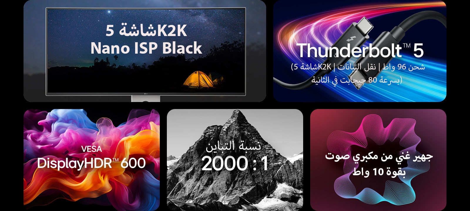 5 صور مختلفة مع النص الذي يتضمن الميزات الرئيسية لـ UltraFine	