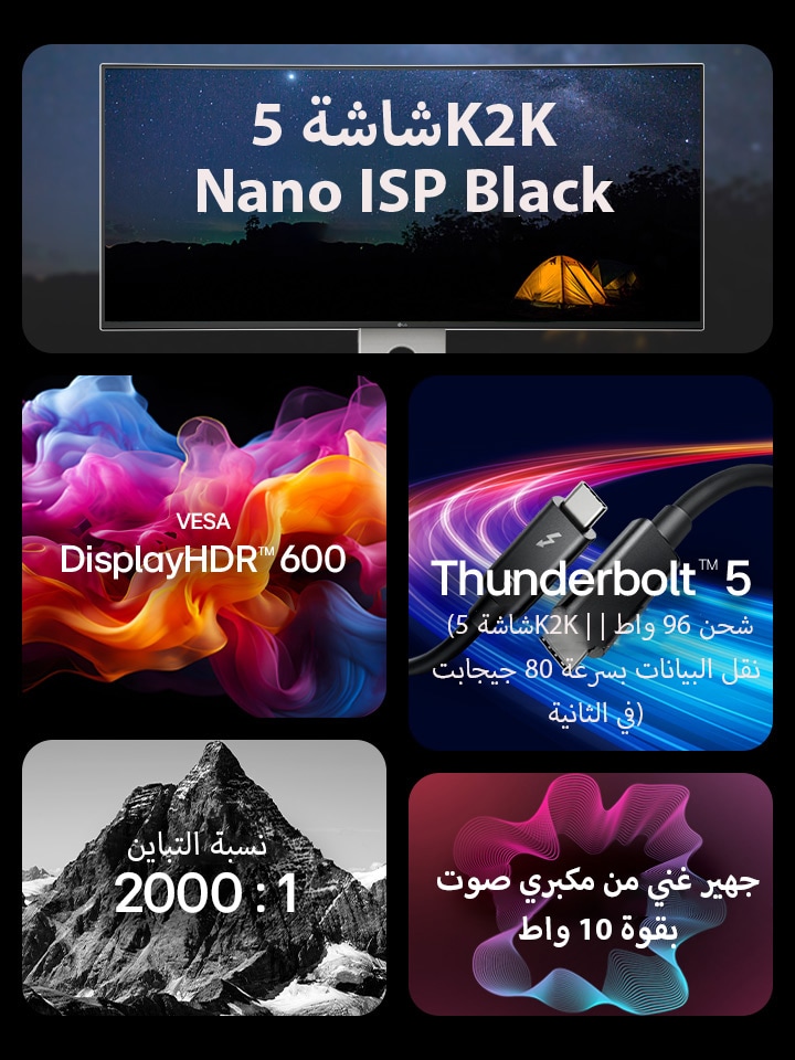 5 صور مختلفة مع النص الذي يتضمن الميزات الرئيسية لـ UltraFine	