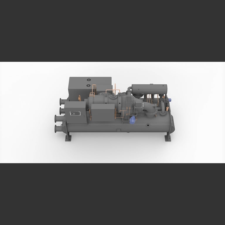 يظهر تكوين النظام الخالي من الزيت في مبرد Oil-free Centrifugal Chiller من LG.