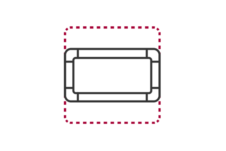 يؤكد رمز مخطط مكيف الهواء داخل حدود متقطعة على التصميم الصغير والموفر للمساحة لـ LG Ceiling Concealed Duct.
