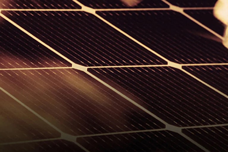 صورة لخلية مكبرة من أحد ألواح إل جي للطاقة الشمسية