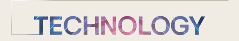 كلمة "TECHNOLOGY" بحروف كبيرة ومتدرجة الألوان في المنتصف، على خلفية داكنة مع إطار رفيع ممتد من الجهة اليسرى.	