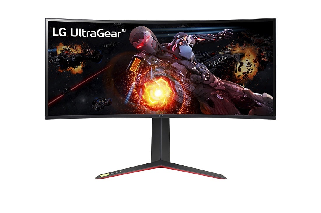 LG شاشة الألعاب UltraGear ™ Nano IPS 1ms مقاس 34 بوصة مع تقنية NVIDIA® G-SYNC® ULTIMATE ومعدل تحديث 165 هرتز، سرعة استجابة فائقة, عرض أمامي, 34GP950G-B