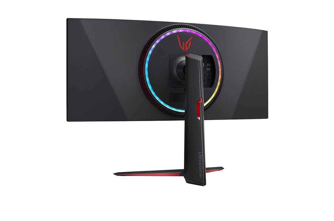 LG شاشة الألعاب UltraGear ™ Nano IPS 1ms مقاس 34 بوصة مع تقنية NVIDIA® G-SYNC® ULTIMATE ومعدل تحديث 165 هرتز، سرعة استجابة فائقة, عرض منظور خلفي مع تشغيل أضواء متعددة الألوان , 34GP950G-B, thumbnail 9