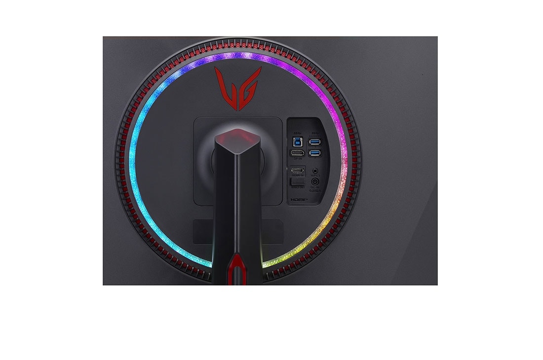 LG شاشة الألعاب UltraGear ™ Nano IPS 1ms مقاس 34 بوصة مع تقنية NVIDIA® G-SYNC® ULTIMATE ومعدل تحديث 165 هرتز، سرعة استجابة فائقة, عرض عن قرب للمنافذ مع تشغيل أضواء متعددة الألوان, 34GP950G-B, thumbnail 11