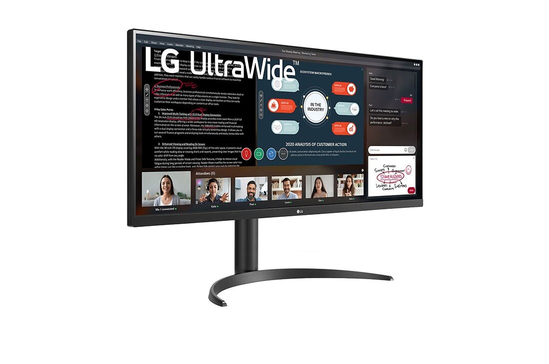 LG شاشة 21:9 UltraWide™ Full HD IPS مقاس 34 بوصة بتقنية AMD FreeSync™, منظر جانبي +30 درجة, 34WP550-B, thumbnail 4