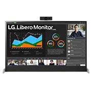 LG شاشة QHD Libero قياس 27 بوصة مزودة بكاميرا ويب عالية الدقة Full HD قابلة للفك والتركيب, منظر أمامي لشاشة مثبتة على حامل مع كاميرا الويب القابلة للفك والتركيب, 27BQ70QC-S, thumbnail 6