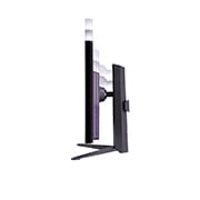 LG شاشة ألعاب ™UltraGear قياس 32 بوصة بدقة UHD 4K مزودة بحامل VESA DisplayHDR™ 1000, منظر جانبي مع خفض ارتفاع الشاشة مع تشغيل الإضاءة, 32GQ950-B, thumbnail 13