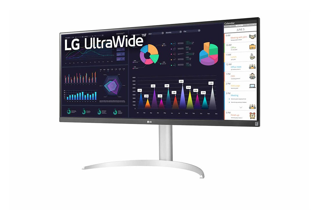 LG شاشة UltraWide مقاس 34 بوصة ونسبة عرض إلى ارتفاع 21:9 ، بدقة Full HD، بتقنية IPS و AMD FreeSync ، معدل تحديث 100 هرتز، منفذ USB C, عرض جانبي أكبر من 15 درجة, 34WQ650-W, thumbnail 2