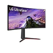 LG شاشة ألعاب UltraGear QHD منحنية 2023 مقاس 34 بوصة, perspective view, 34GP63A-B, thumbnail 4
