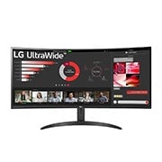 LG شاشة UltraWide™ منحنية بدقة QHD (3440x1440) قياس 34 بوصة وبنسبة أبعاد 21:9 تأتي مع خاصية FreeSync™, front view, 34WR50QC-B, thumbnail 1