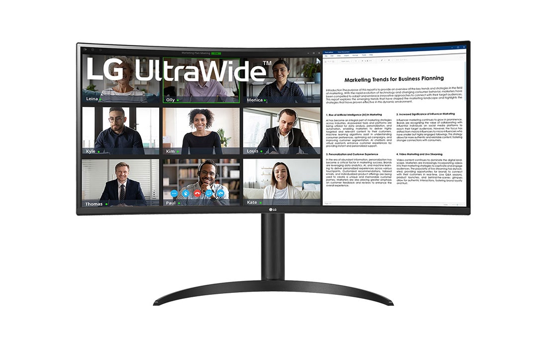 LG شاشة UltraWide منحنية مقاس 34 بدقة QHD من إل جي, مظهر أمامي, 34WR55QC-B