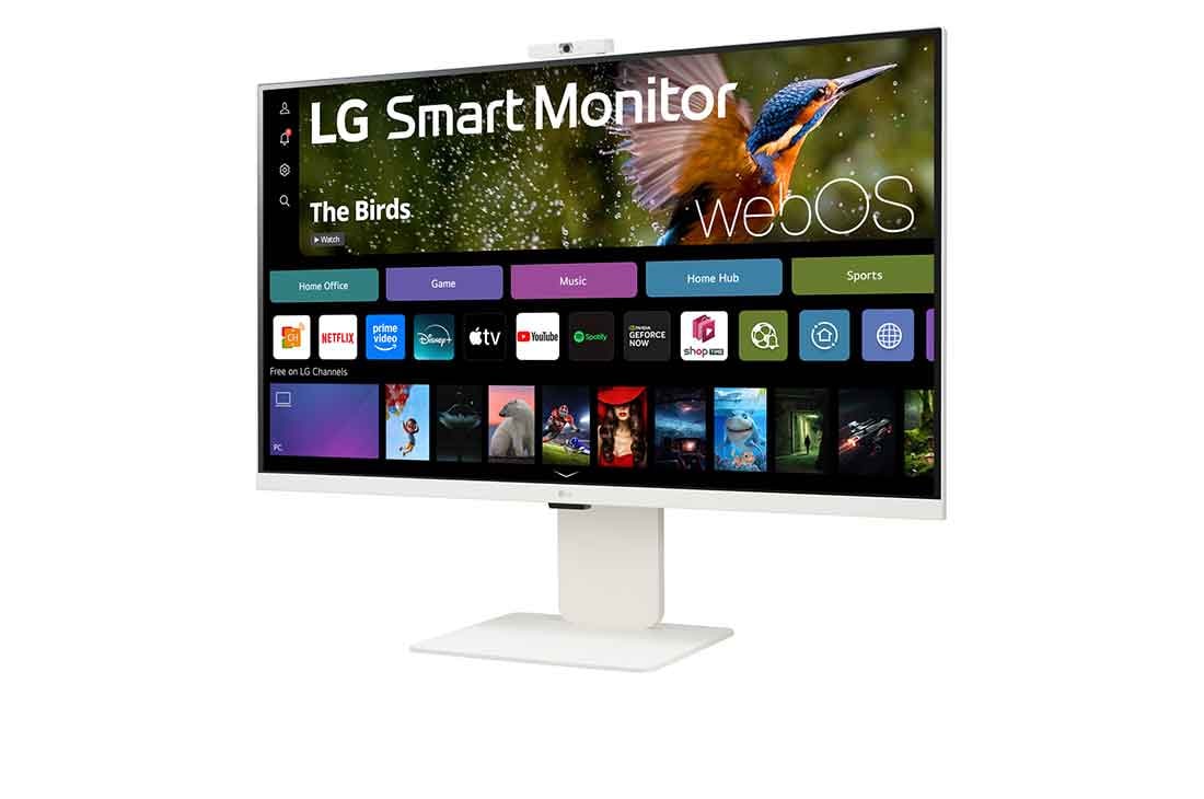 LG شاشة Smart Monitor دقة 4K مقاس 32 بوصة, صورة جانبية + 15 درجة, 32SR85U-W, thumbnail 6