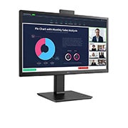 LG شاشة IPS FHD مقاس 23.8 بوصة مع كاميرا ويب مدمجة، 2024, صورة جانبية + 15 درجة مع كاميرا ويب Full HD, 24BP750C-B, thumbnail 6