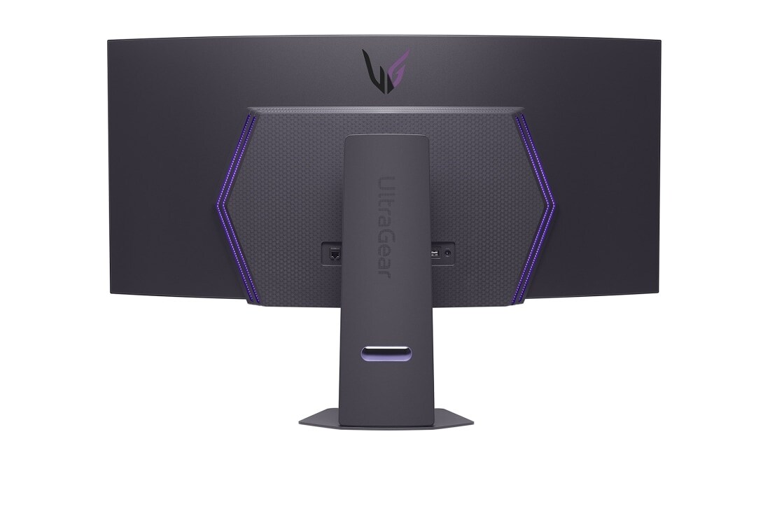 LG شاشة الألعاب المنحنية LG UltraGear™ OLED مقاس 45 بوصة بدقة WQHD ‏ونظام تشغيل webOS وزمن استجابة 0.03ms (GtG) ومعدل تحديث 240Hz وميزة LG AI, صورة خلفية مع تشغيل الإضاءة, 45GX90SA-B, thumbnail 5