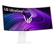 LG شاشة الألعاب المنحنية LG UltraGear™ OLED مقاس 39 بوصة بدقة WQHD ‏ونظام تشغيل webOS وزمن استجابة 0.03ms (GtG) ومعدل تحديث 240Hz وميزة LG AI, صورة جانبية بزاوية +15 درجة للشاشة المائلة, 39GX90SA-W, thumbnail 9
