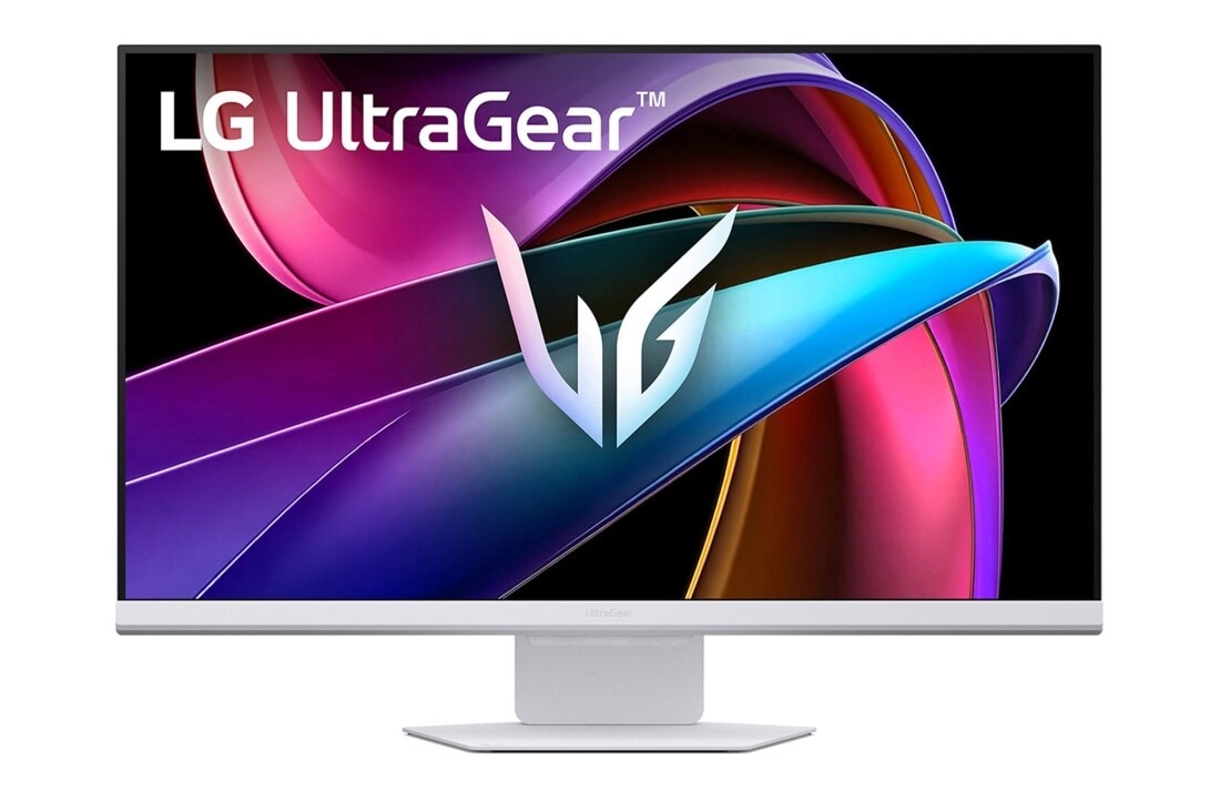 LG شاشة الألعاب LG UltraGear™ المدعومة بالذكاء الاصطناعي مقاس 32 بوصة بدقة UHD 4K ‏ومعدل تحديث 144Hz وزمن استجابة 1ms (GtG) وواجهة webOS 24, front view of the monitor with the stand down, 32G810SA-W, thumbnail 8
