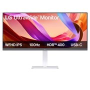 LG شاشة UltraWide WFHD مقاس 34 بوصة: 100Hz، HDR 400، وتصميم بلا حواف, صورة أمامية, 34U530A-W, thumbnail 1