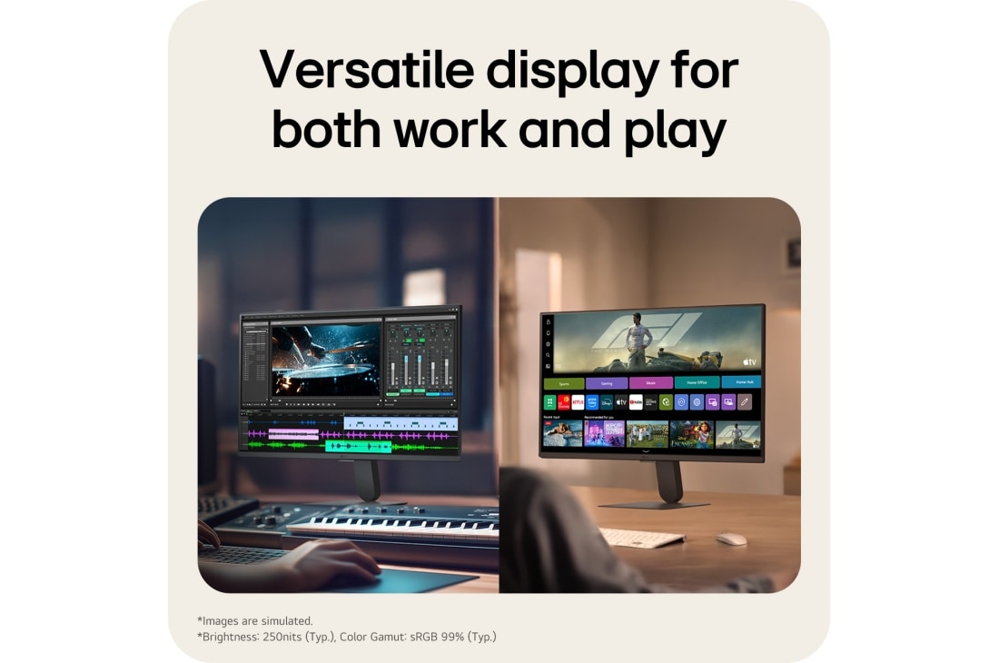 LG شاشة LG الذكية AI U5s IPS مقاس 24 بوصة ، Full HD للبث مع webOS, عرض بدقة Full HD IPS على شاشة LG Smart Monitor مما يقدم صورًا واضحة للعمل والاستخدام اليومي., 24U511SB-B, thumbnail 4