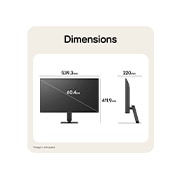 LG شاشة LG الذكية AI U5s IPS مقاس 24 بوصة ، Full HD للبث مع webOS, توضح أبعاد شاشة LG Smart Monitor الحجم الإجمالي للمنتج وقياسات الحامل., 24U511SB-B, thumbnail 13