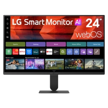 منظر أمامي لشاشة LG Smart Monitor مع تصميم حواف رفيع وتخطيط شاشة نظيف.1