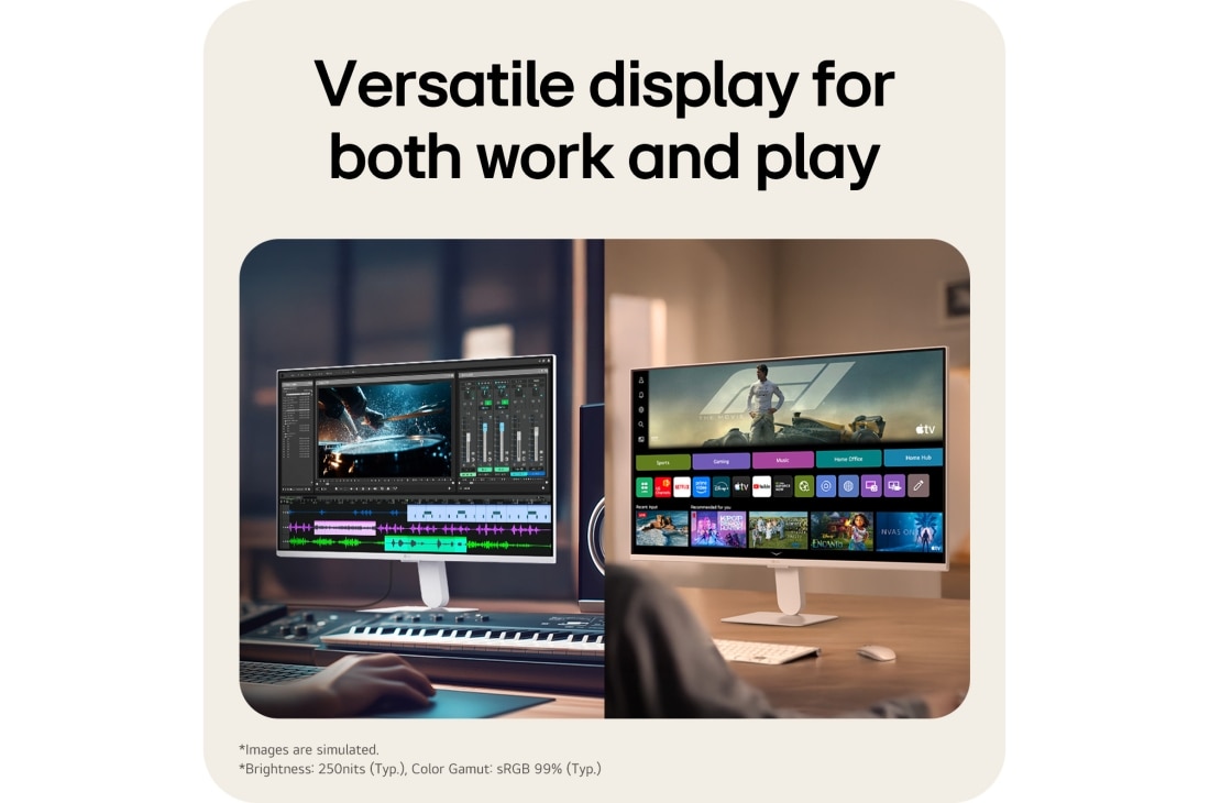 LG شاشة LG الذكية AI U5s IPS مقاس 27 بوصة ، Full HD للبث مع webOS, عرض بدقة Full HD IPS على شاشة LG Smart Monitor مما يقدم صورًا واضحة للعمل والاستخدام اليومي., 27U511SB-W, thumbnail 4