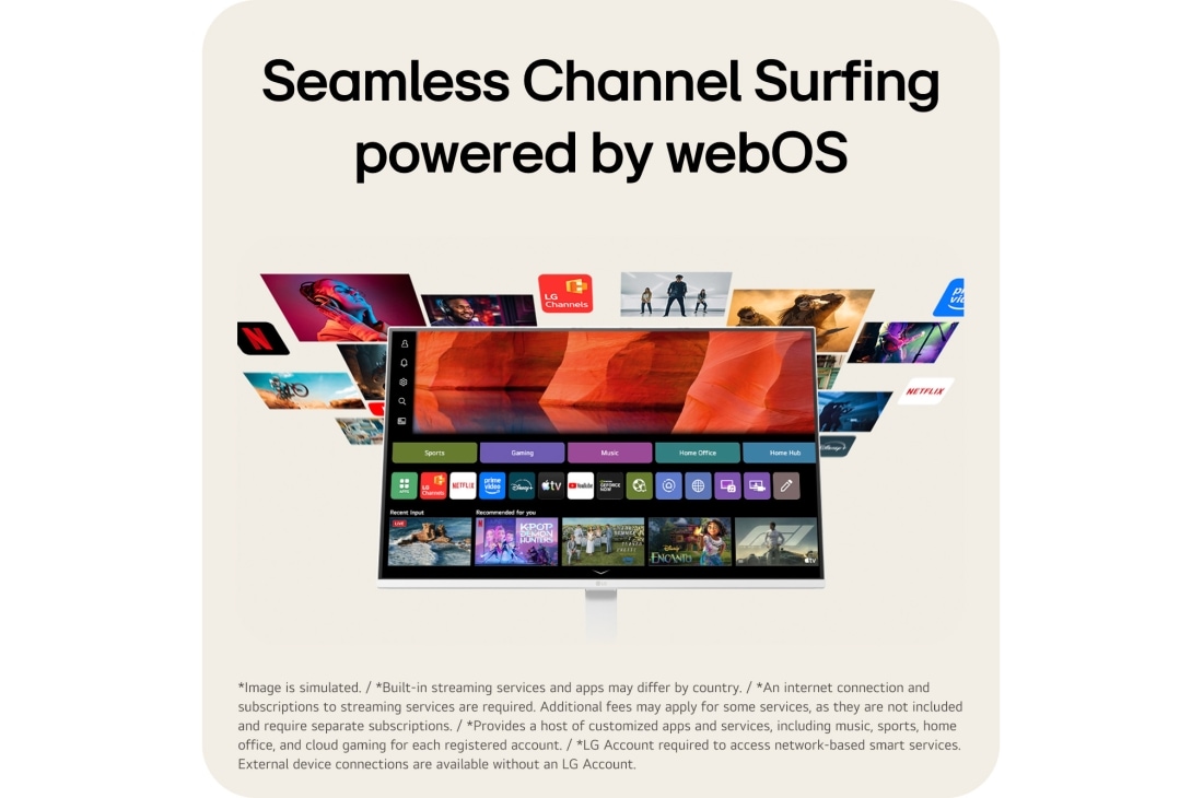 LG شاشة LG الذكية AI U5s IPS مقاس 27 بوصة ، Full HD للبث مع webOS, شاشة LG Smart Monitor مع webOS توفر الوصول إلى تطبيقات البث المدمجة والمحتوى الترفيهي., 27U511SB-W, thumbnail 5
