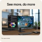 LG شاشة LG UltraWide™ مقاس 34 بوصة منحنية (1800R) WQHD 120Hz, شاشة LG UltraWide المنحنية على مكتب يعرض تخطيطًا متعدد المهام مع نوافذ متعددة للعمل والألعاب., 34U601B-B, thumbnail 4