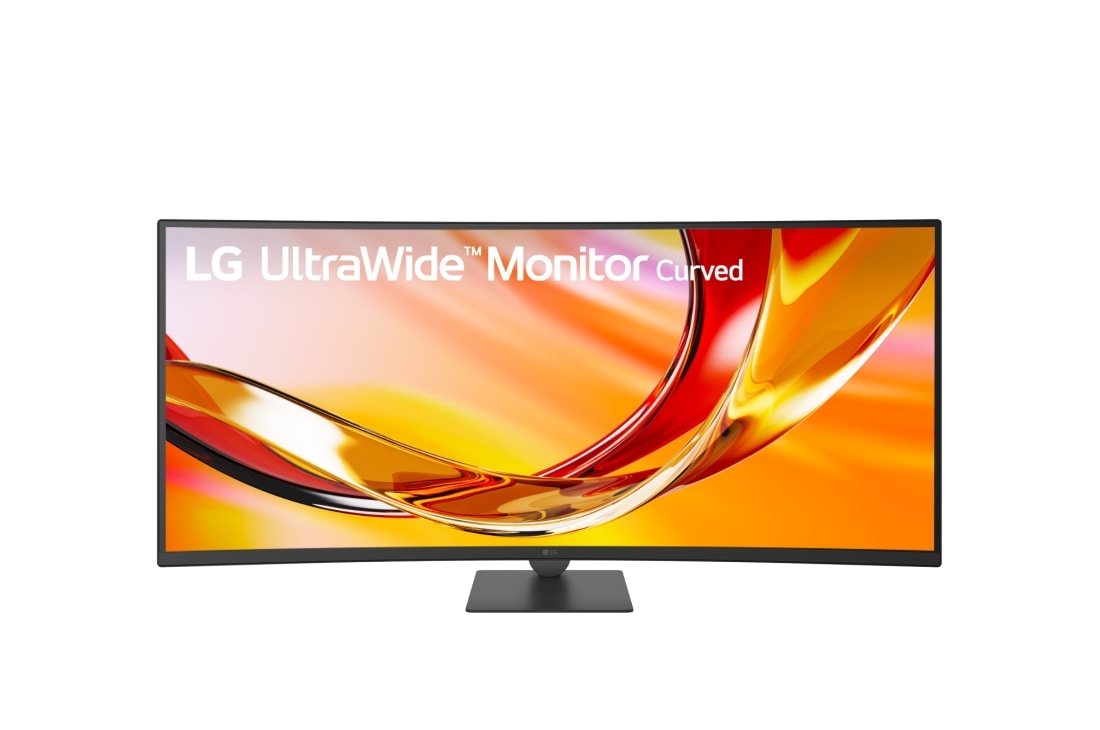 LG شاشة LG UltraWide™ المنحنية مقاس 34 بوصة بدقة WQHD ومعدل تحديث 144Hz ‏(1800R)، طراز 34U640B، مزودة بمنفذ USB-C ودعم HDR 10 وتغطية لونية sRGB 99% (قياسي)., منظر أمامي مائل لشاشة LG UltraWide™ المنحنية يبرز التصميم شبه الخالي من الحواف من ثلاثة جوانب والشاشة الواسعة., 34U640B-B, thumbnail 2