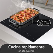 LG موقد مسطح يعمل بالحث الكهربائي مقاس 60 سم 4 شعلات, Max Power (الطاقة القصوى)_توجد مقلاة واسعة على شعلتين في موقد الحث ويتم غلي الطعام بالبخار., CBIZ2435B, thumbnail 8