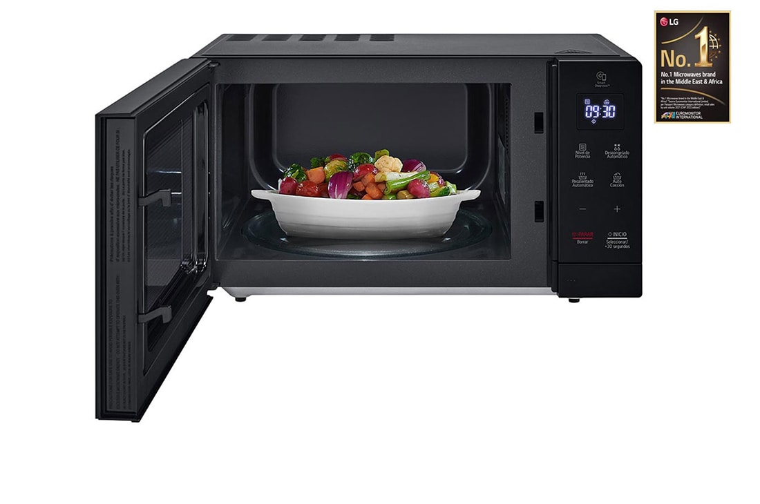 LG ميكروويف إل جي NeoChef سعة 30 لتر لون أسود, Front open with food, MS3032JAS, thumbnail 2