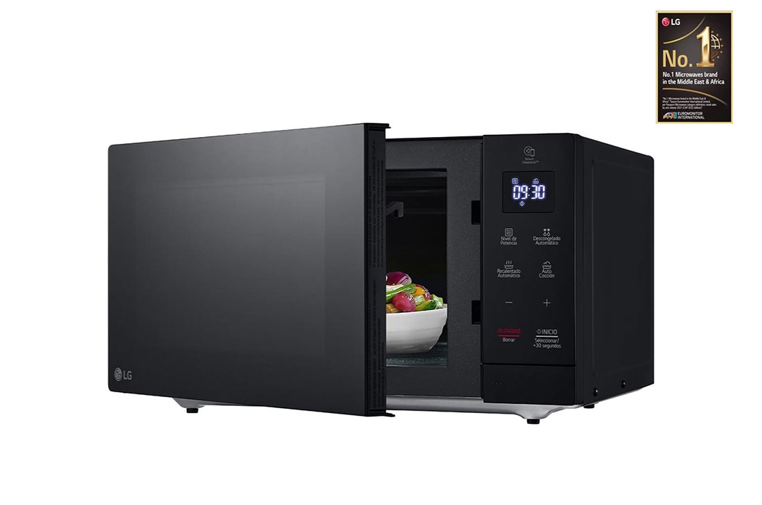 LG ميكروويف إل جي NeoChef سعة 30 لتر لون أسود, Right side open with food, MS3032JAS, thumbnail 7