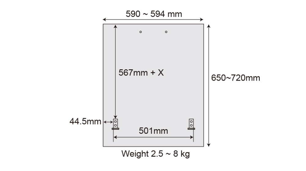 عرض الهوامش المطلوبة لتركيب غسالة أطباق مدمجة من LG