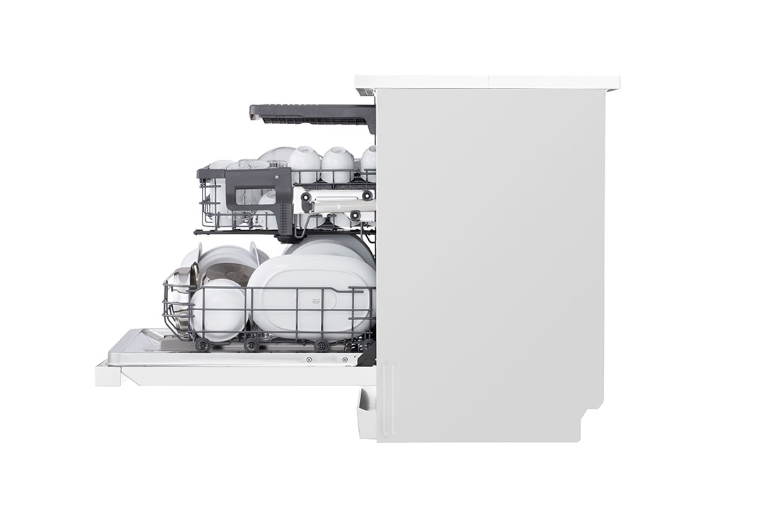 LG غسالة صحون 14 مكان QuadWash™، فضي بلاتيني، دورة تربو، محرك الدفع المباشر, Side view, DFC513FW, thumbnail 6