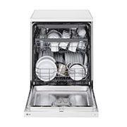 LG غسالة صحون 14 مكان QuadWash™، فضي بلاتيني، دورة تربو، محرك الدفع المباشر, Front open with content view, DFC513FW, thumbnail 2