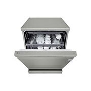 LG غسالة صحون 14 مكان ™QuadWash، فضي بلاتيني، دورة تربو، الرف الذكي, Front half door open view, DFC513FV, thumbnail 4