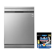 LG غسالة صحون 14 مكان ™QuadWash، فضي بلاتيني، دورة تربو، الرف الذكي, Front view, DFC513FV, thumbnail 1