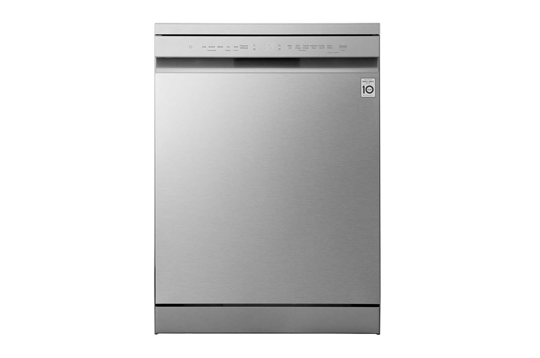 LG غسالة صحون 14 مكان ™QuadWash، فضي بلاتيني، الرف الذكي، دورة تربو, Front view, DFC513FV