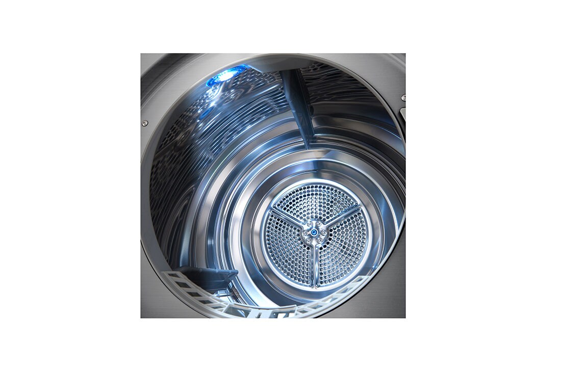 LG مجففة لون فضي ذوعاكس مزدوج سعة 9 كجم و مستشعر تجفيف, Light عرض التفاصيل, RC90V9EV2W, thumbnail 9