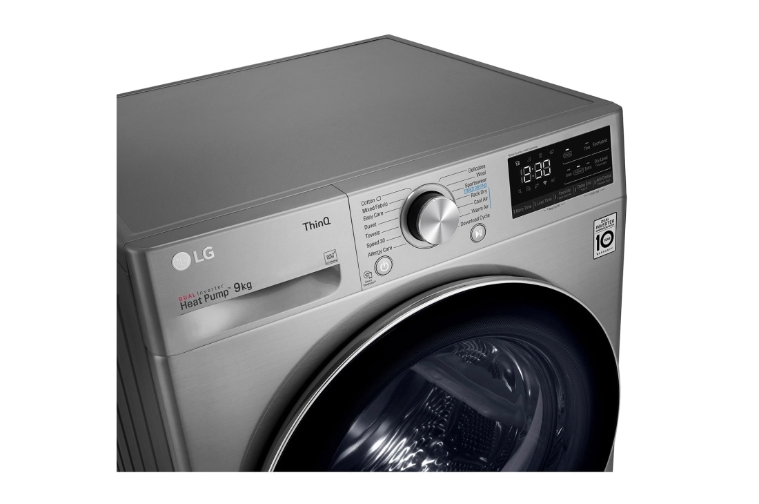 LG مجففة حجم 9 كجم لون فضي ذو عاكس مزدوج ومستشعر تجفيف, RC90V9EV2W, RC90V9EV2W, thumbnail 5