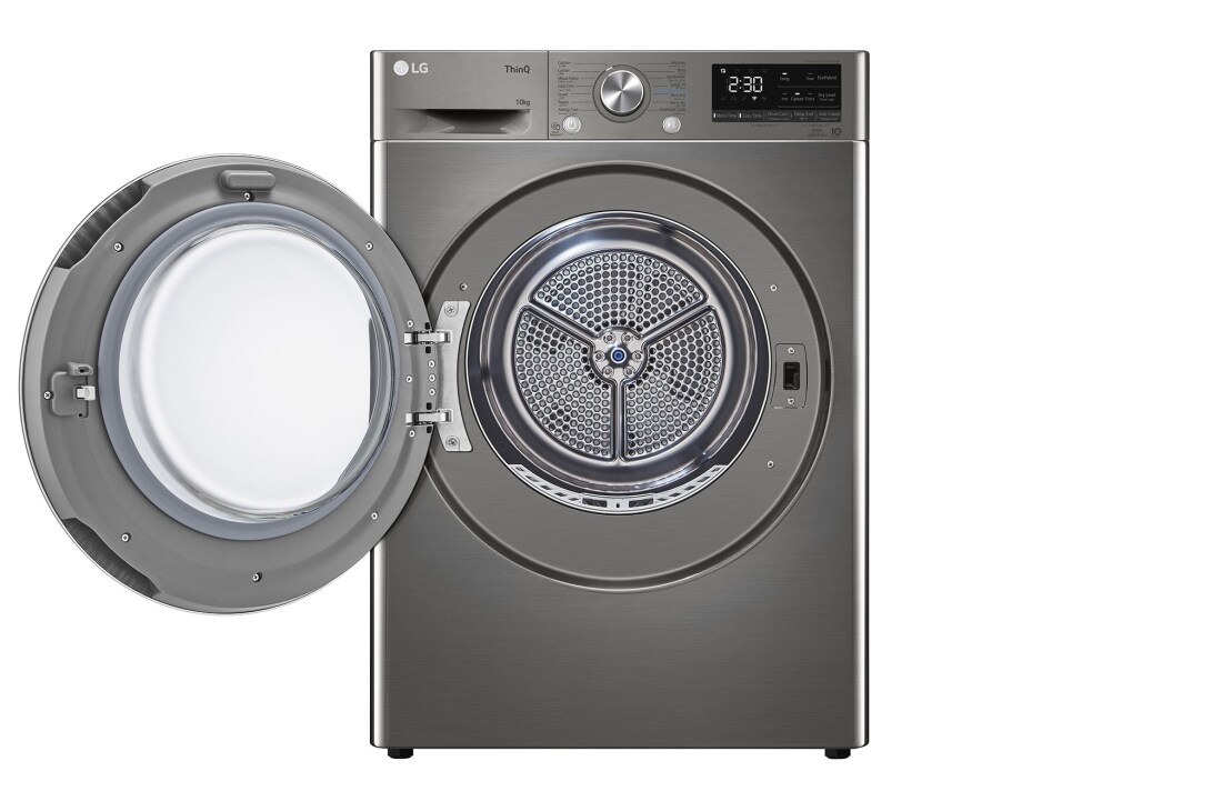 LG مجفف إل جي موديل 2024 ذو عاكس مزدوج سعة 10 كجم مع مستشعر تجفيف وفلتر مزدوج لمضاعفة النظافة والتحكم من أي مكان مع تطبيق ThinQ، شاهد مواصفات المنتج RH10V9PV2W, Front open view, RH10V9PV2W, thumbnail 2