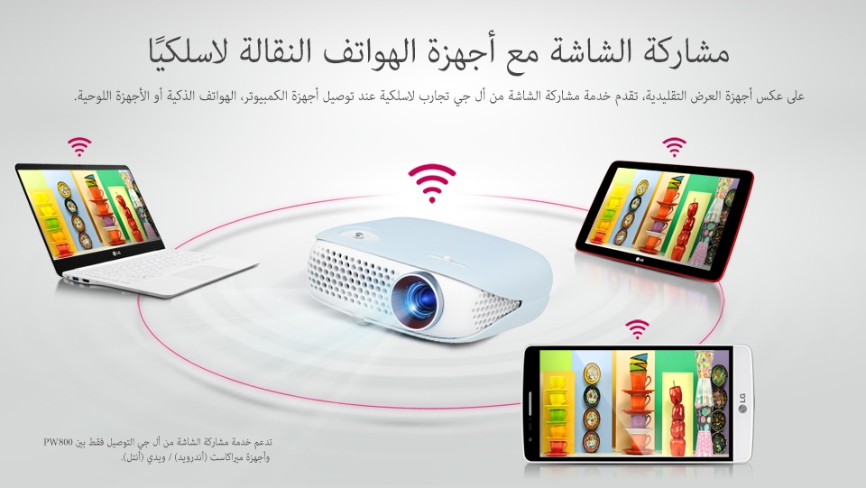 مشاركة الشاشة مع أجهزة الهواتف النقالة لاسلكيًا